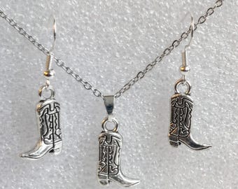 Collar y pendientes, botas vaqueras en plata u oro para Swifties, botas