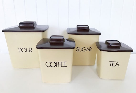 Vintage Kitchen Canisters Set Of 4 Retro Containers For Etsy
