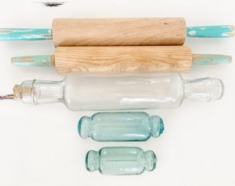 Vintage Rolling Pins; Wooden Rolling Pins; Vintage Glass Rolling Pin ; Bakers Rolling Pin