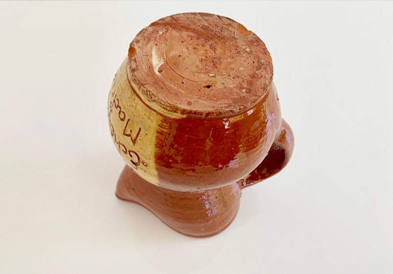 Vintage Earthenware red ware Pitcher; Restaurante La Chueta Echegaray 24 Madrid Redware Teracotta Pitcher