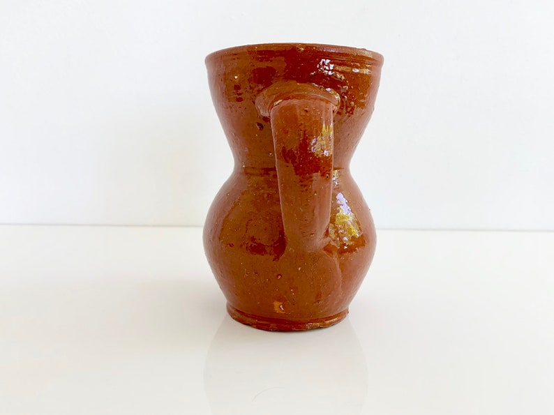 Vintage Earthenware red ware Pitcher; Restaurante La Chueta Echegaray 24 Madrid Redware Teracotta Pitcher