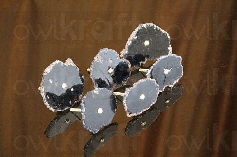 unique cabinet knobs drawer nobs pullsPrice for 1 knob M\u00f6belkn\u00f6pfe Pure black agate stone knobs with natural edges
