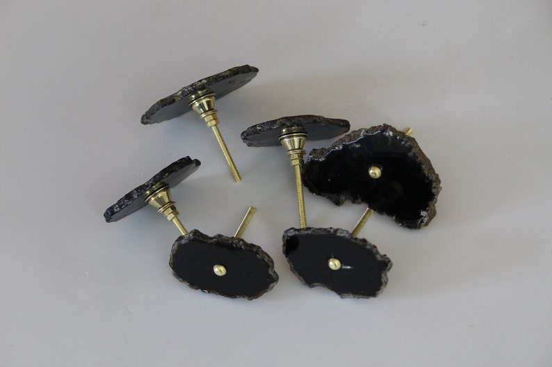 unique cabinet knobs drawer nobs pullsPrice for 1 knob M\u00f6belkn\u00f6pfe Pure black agate stone knobs with natural edges