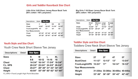 Disney Size Chart