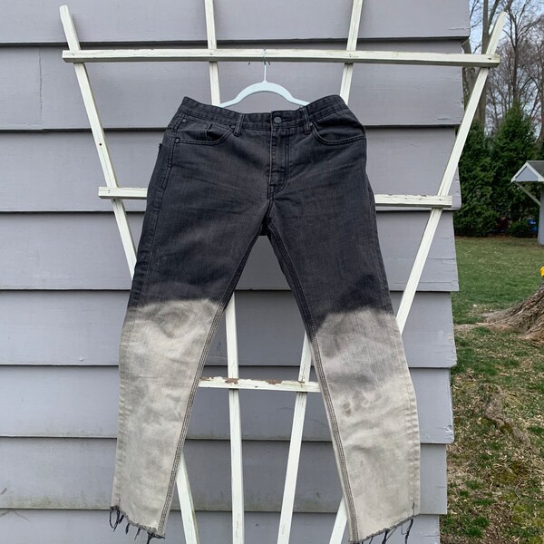 Bleached Black Jeans Etsy