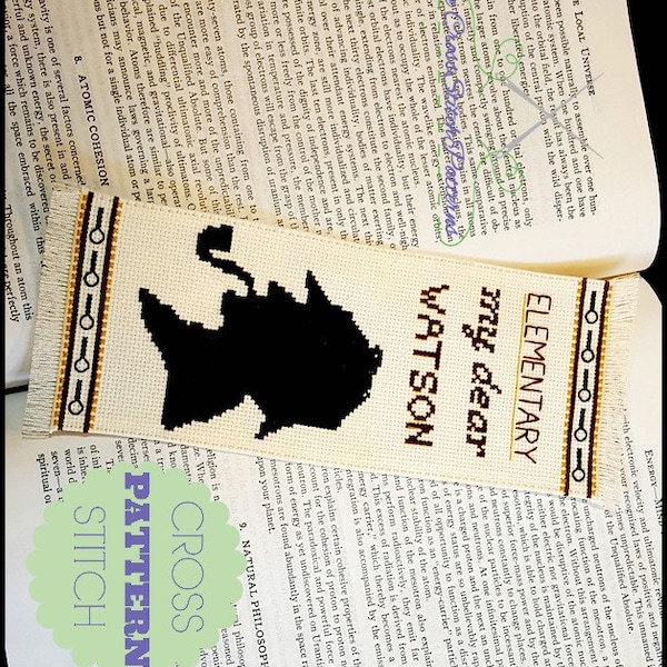 Sherlock Holmes "Elementary my dear Watson" Bookmark Cross Stitch Pattern – Instant PDF download!