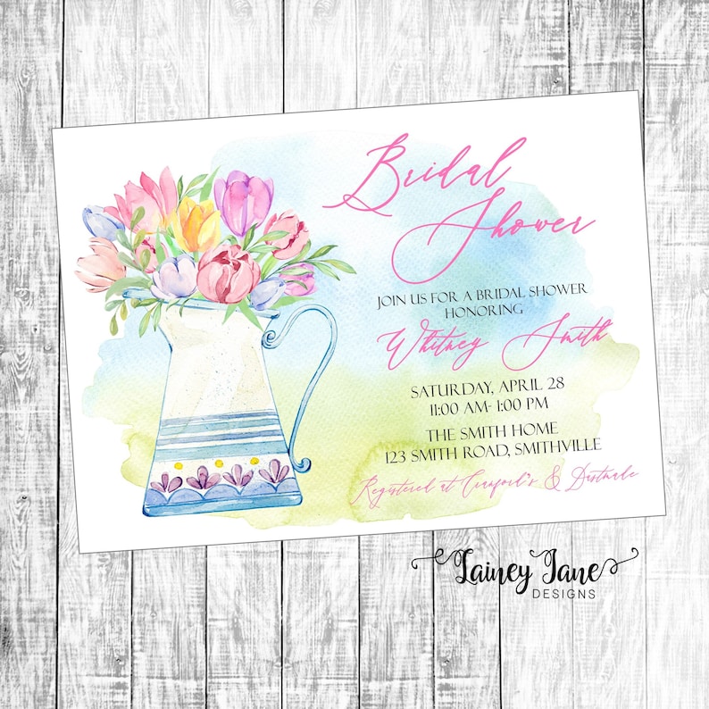 Spring Bridal Shower Invitation Tulips Invitation Floral Etsy