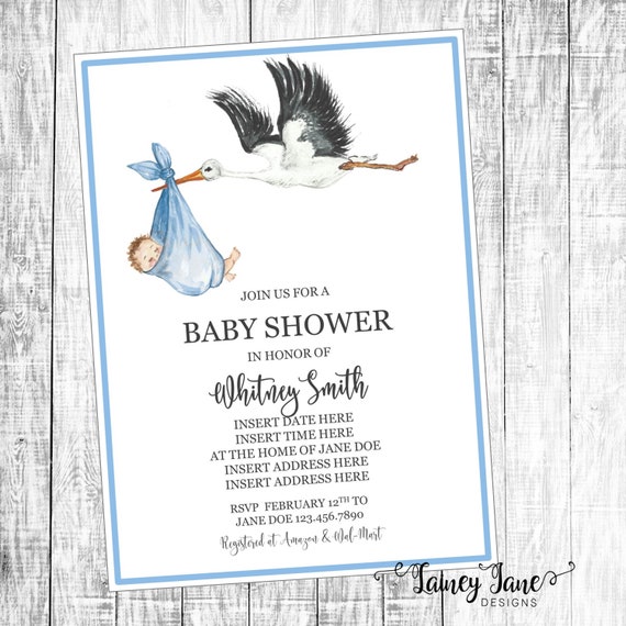 stork baby shower invitations