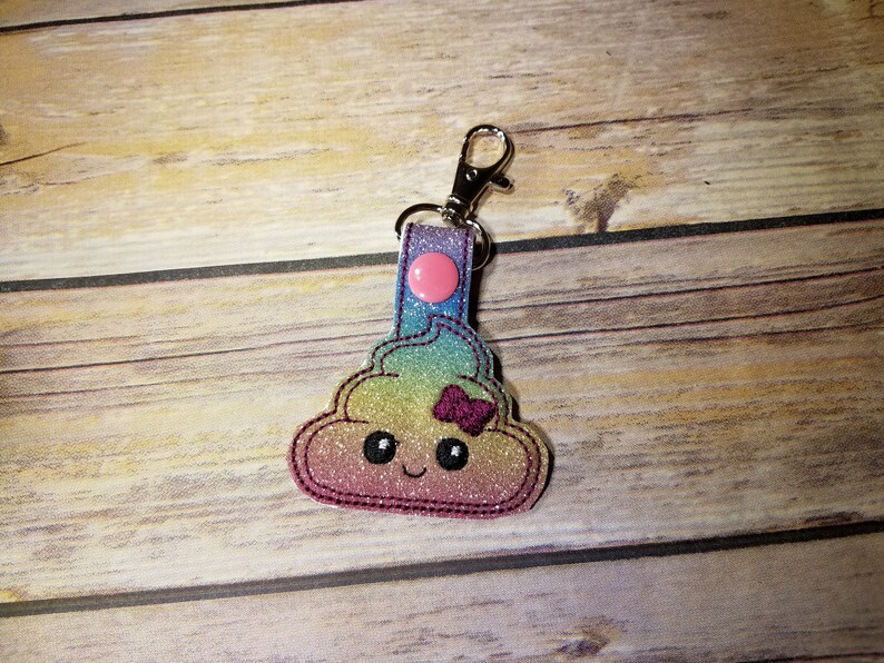 Emoji Keychain Rainbow Poop Emoji Emoji Key Chain Glitter Etsy