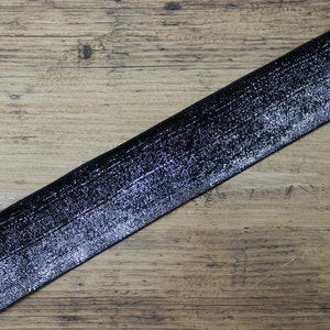 Handmade Glitter Black & Silver 40mm adjustable guitar style bag strap