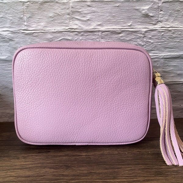 Lilac Leather Crossbody Bag with Strap