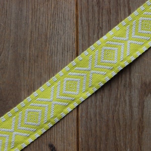 Handmade Yellow and Ivory 40mm adjustable guitar style bag strap