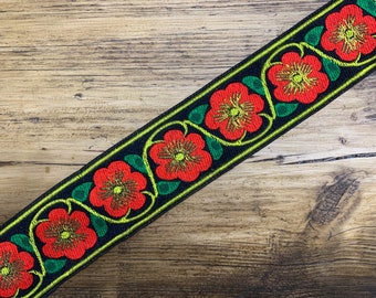 Handgemachte Orange Floral 50mm verstellbare Gitarre Stil Tasche Riemen