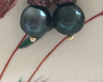 Tahitian pearl earrings | Etsy