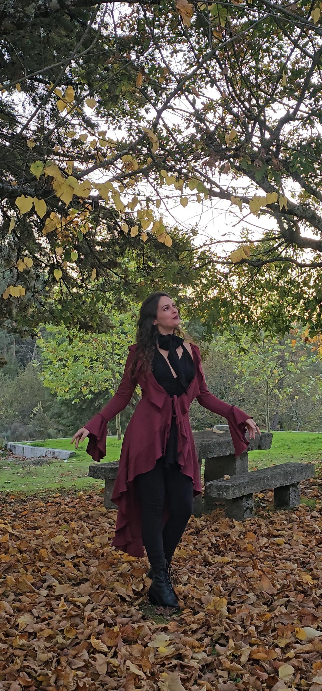 Romantic Victorian Inspired Coat, Vampire Coat, Burgundy Coat, Ruffle ...