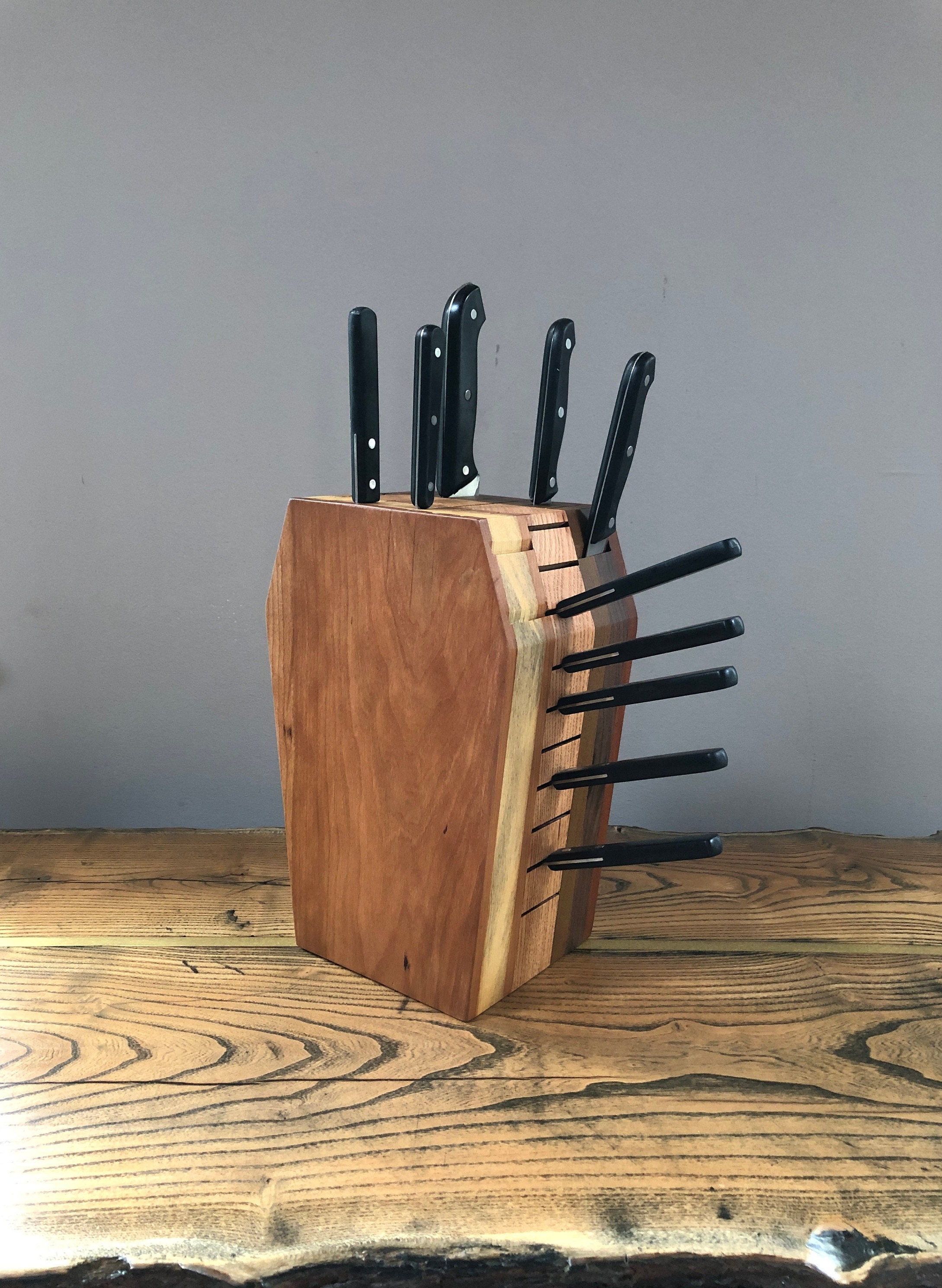 XL Knife Block / 31 Knife Slots / Gothic knife block / Wood knife block