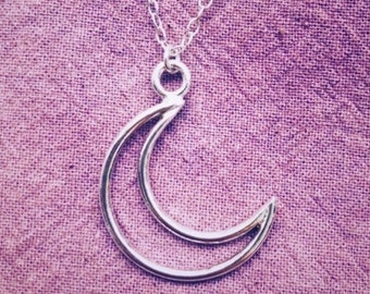 Silver Crescent Moon Necklace - Sterling Silver Moon Pendant - Boho Silver Necklaces - Live by the Moon Necklace - Mothers Day necklace