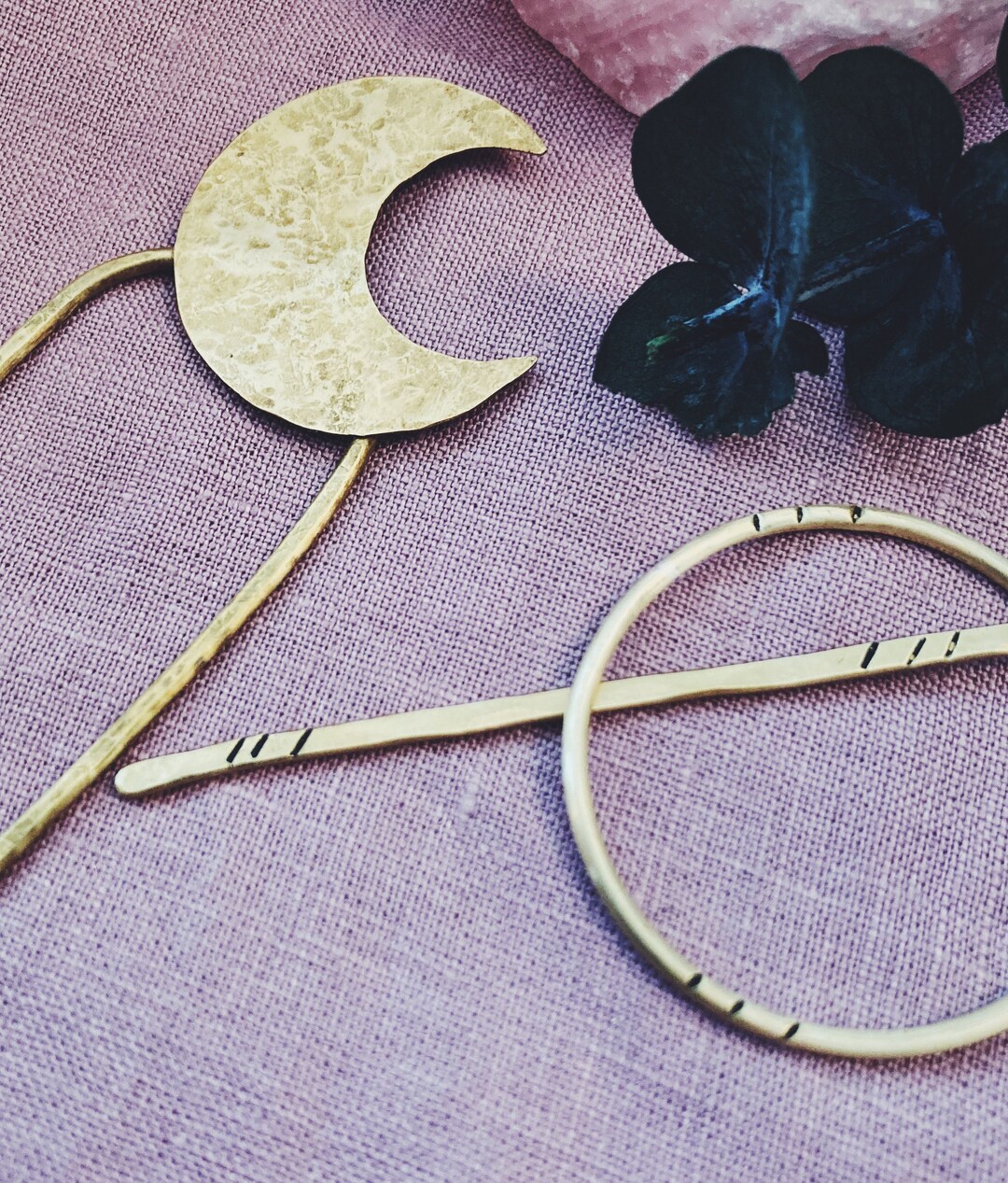 Brass Hair Pin Gold Moon Hair Pin Moon Hair Accessories Etsy