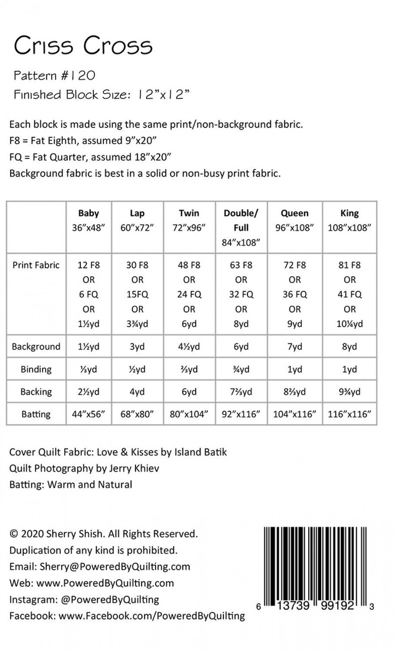 PBQ #120 Criss Cross PDF Pattern