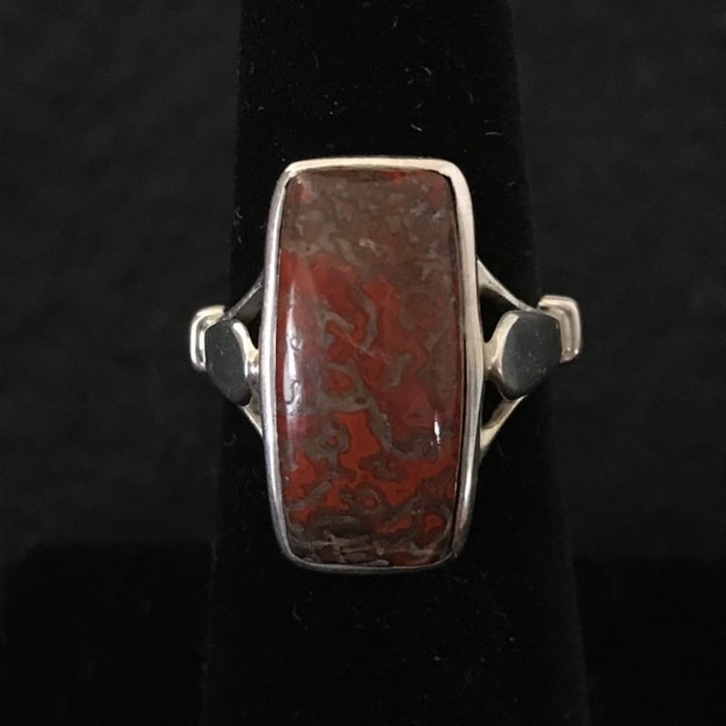 size 5 free shipping Dinosaur bone set in sterling silver turningleafjewelryco hand made one of a kind