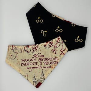 Wendbares Harry Potter Bandana - Größen XS bis XL - Marauder's Map - Druckknopf