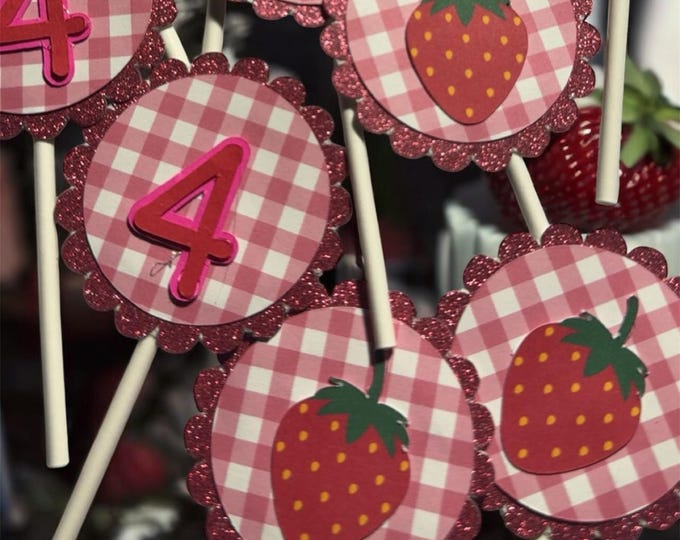 Strawberry Shortcake Cup Cake toppers