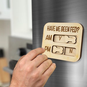 Dog Feeding Tracker Magnet - Did You Feed the Dog Sign, AM PM Feeding Reminder, Dog Food Chart, Pet Feeder Tracker, Flip Magnet Dogs Fed