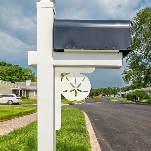 Sand Dollar Mailbox Bracket, Front Porch Decor, Mailbox Decor for Outside Accent, Beach Coastal Theme, Weather Resistant, 16 Inch