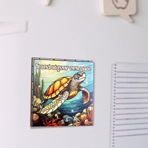 Travel At Your Own Pace Inspirational Fridge Magnets, Turtle Decor, Refrigerator Magnet, Kitchen Magnet, 3x3 Inch
