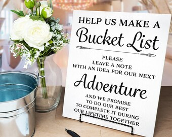 Bucket List Sign, Wedding Bucket List, Wedding Signs, Bucket List Guest Book, Wedding Reception Signs, Wedding Decorations, White