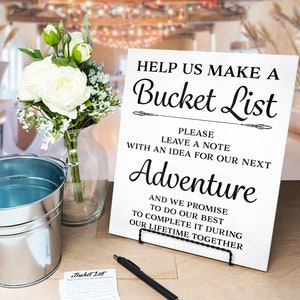 Bucket List Sign, Wedding Bucket List, Wedding Signs, Bucket List Guest Book, Wedding Reception Signs, Wedding Decorations, White