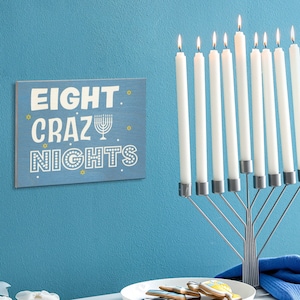 Funny Hanukkah Decor, Hanukkah Decorations, Hanukkah Signs, Chanukah Decorations Menorah, 8 Crazy Nights