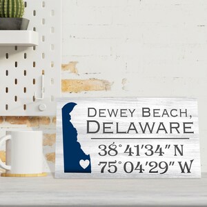 Dewey Beach Delaware Gifts, Dewey Beach Delaware Souvenirs, Delaware Sign, Compass Coordinates