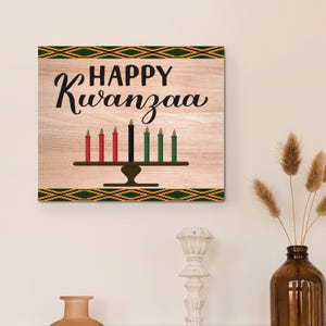 Happy Kwanzaa Wooden Sign Kwanzaa Decorations, African American Cultural Elegance Kwanzaa Decor, Kwanzaa Door Hanger