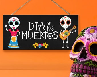 Day of The Dead Sign Dia De Los Muertos Decor, Day of The Dead Decor, Halloween Party Decorations Fiesta, Sugar Skulls