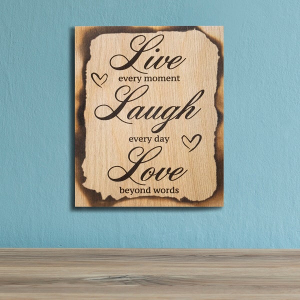 Live Laugh Love Wooden Sign, Farmhouse Decor, Inspirational Gifts, Farmhouse Wall Art, Couples Gift