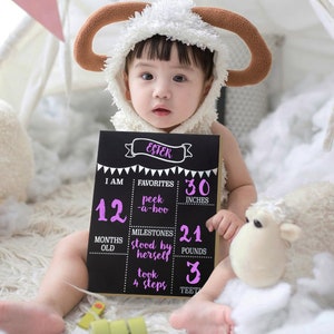 Baby Milestone Chalkboard, Baby Monthly Milestones Photo Prop Board, Baby Milestone Board Chalkboard Sign, Weekly Tracker, Baby&#39;s 1st Year