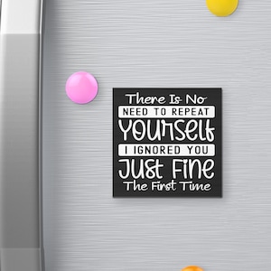 There is No Need to Repeat Yourself I Ignored You The First Time Funny Fridge Magnet, Office Decor, 3 x 3, Refrigerator Magnet