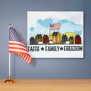 Faith Family Freedom Wooden Sign, Patriotic Decorations, 4th of July Decor, Memorial Day, Independence Day, American Flag, Americana