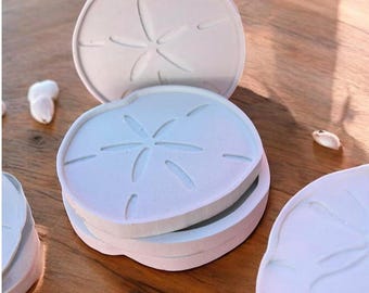 Sand Dollar Coasters: Waterproof PVC Coastal Decor (Set of 4)