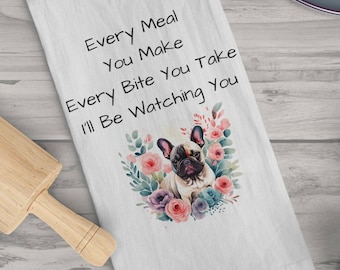 Bulldogge Geschenk | Französische Bulldogge Geschirrtuch | Lustiges Hunde Besitzer Geschenk mit süßem Spruch | Frenchie Besitzer Geschenke