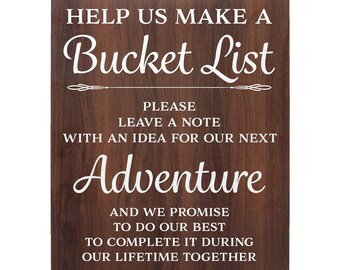 Wedding Bucket List Sign: Adventure Wish Guest Book Alternative, Reception Decor