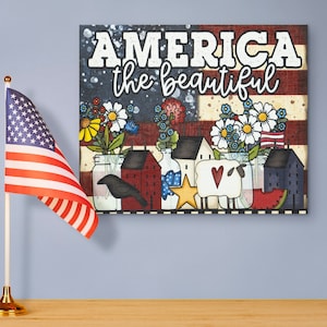 America the Beautiful Wooden Sign, Patriotic Decorations, 4th of July Decor, Memorial Day, Americana Sign, Patriotic Sign
