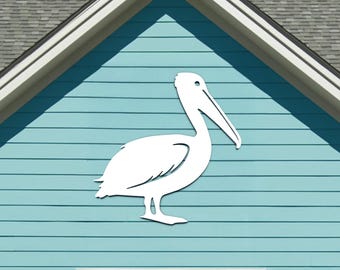 Outdoor Indoor Pelican Wall Art: Coastal Beach House Decor, Weatherproof PVC