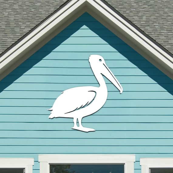 Outdoor Indoor Pelican Wall Art: Coastal Beach House Decor, Weatherproof PVC