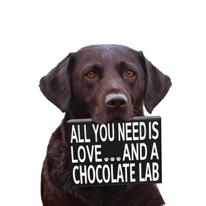 Labrador Lover, All You Need Is Love And A Chocolate Lab Sign and Gift for Mom image 3