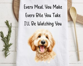 Paño de cocina divertido con diseño de Goldendoodle / Paño de cocina para amantes de los perros con una frase graciosa / Regalo para amantes de las mascotas para mamás de Goldendoodle / Decoración de cocina adorable con diseño de perro