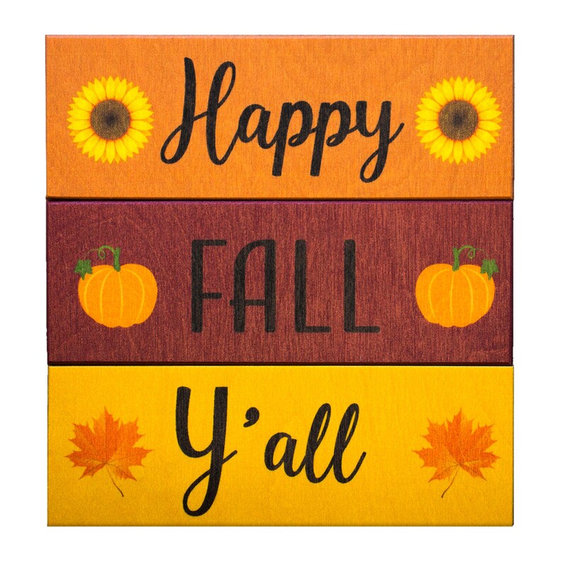 Happy Fall Y'all Wood Block Signs: Autumn Tiered Tray Decor image 11