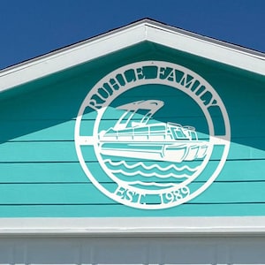Outdoor Custom Pontoon Boat Sign for Beach & Lake Houses – Oversized Outdoor Decor, Weather-Resistant PVC, Perfect Gift for Boat Lovers