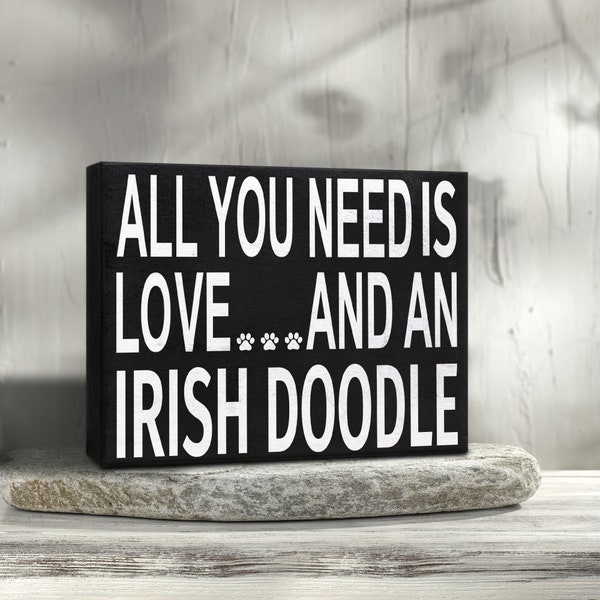 Irish Doodle Gifts, Love and an Irish Doodle Wooden Sign, Irish Doodle Dog, Irish Doodle Mom